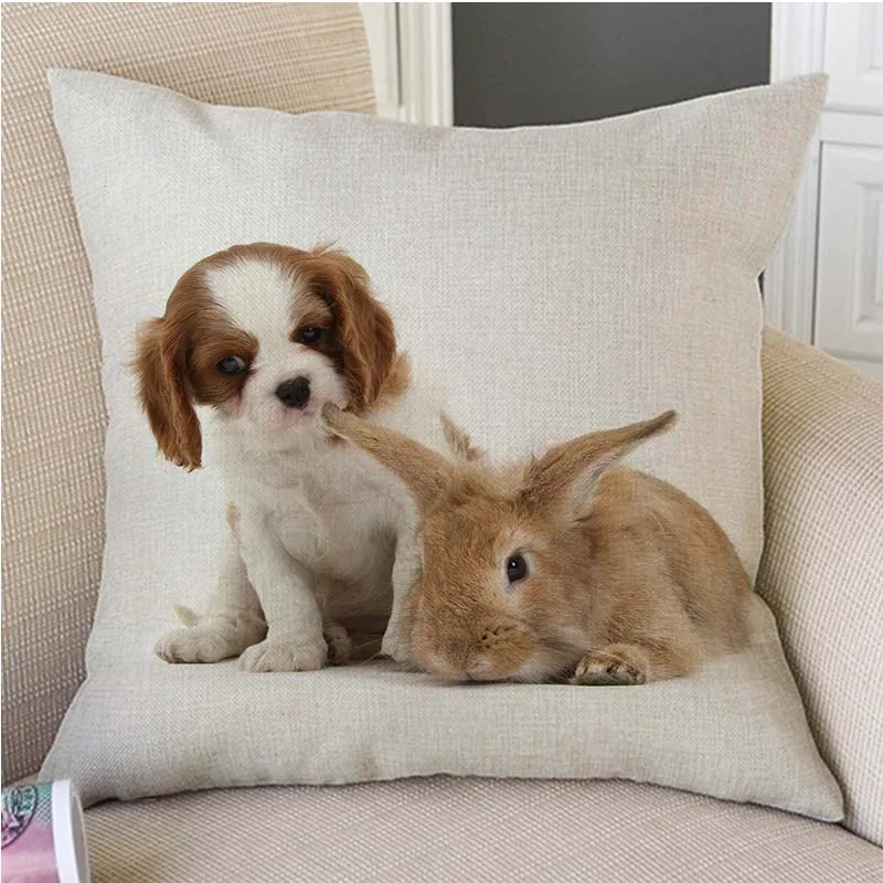 Милый акварельный цветочный венок кролик диванная Подушка Наволочка для дочки