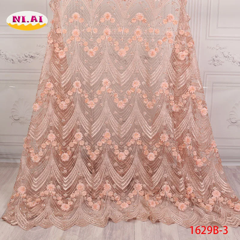 Ручной работы Жемчуг кружево ткань новейшее высокое качество африканский