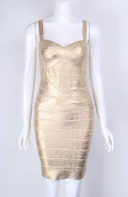 

High Qulaity Sleeveless Gold Silver Foiling Print Rayon Bandage Dress Homecoming Party Dress
