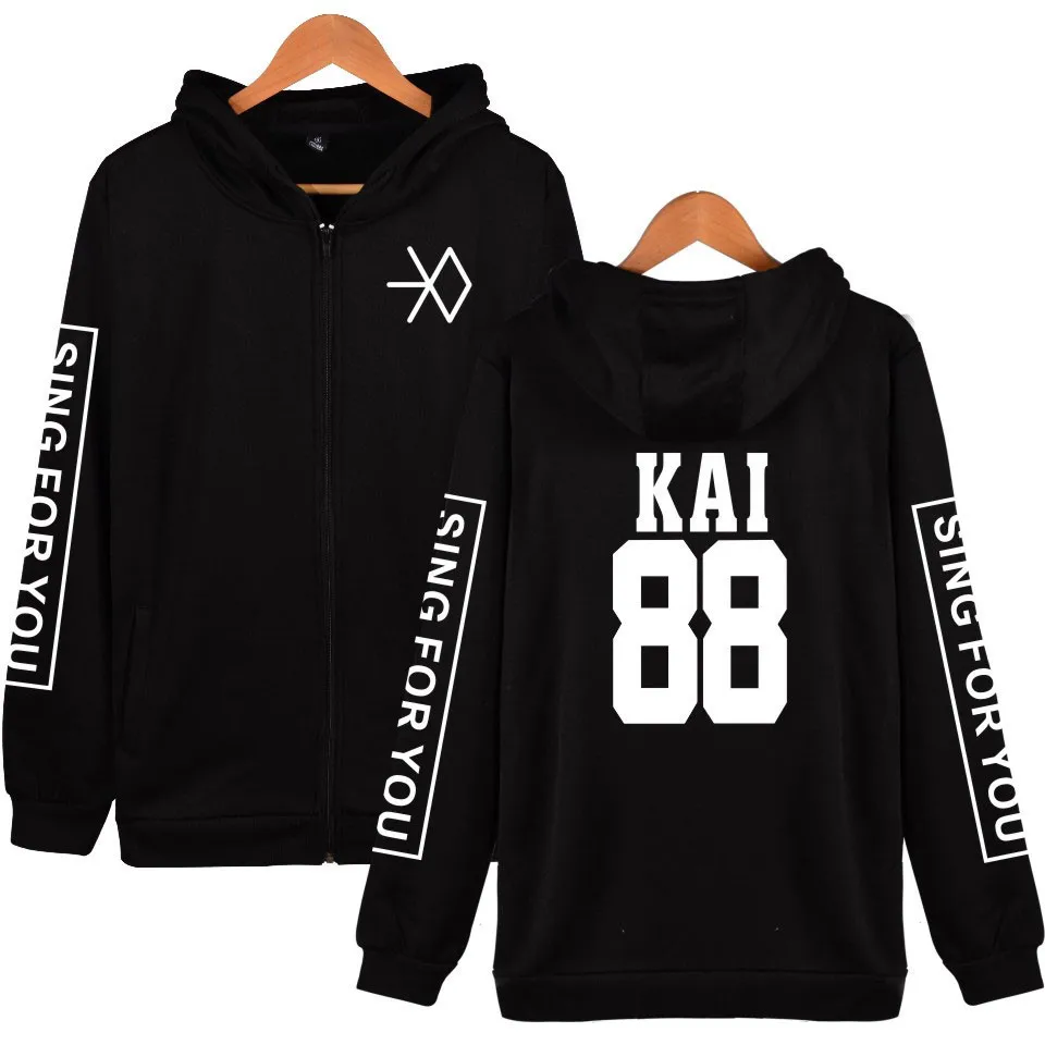 EXO kpop KAI CHANYEOL baekhyun D.O. lay xiumin толстовка с капюшоном для вас толстовки принтом женщин