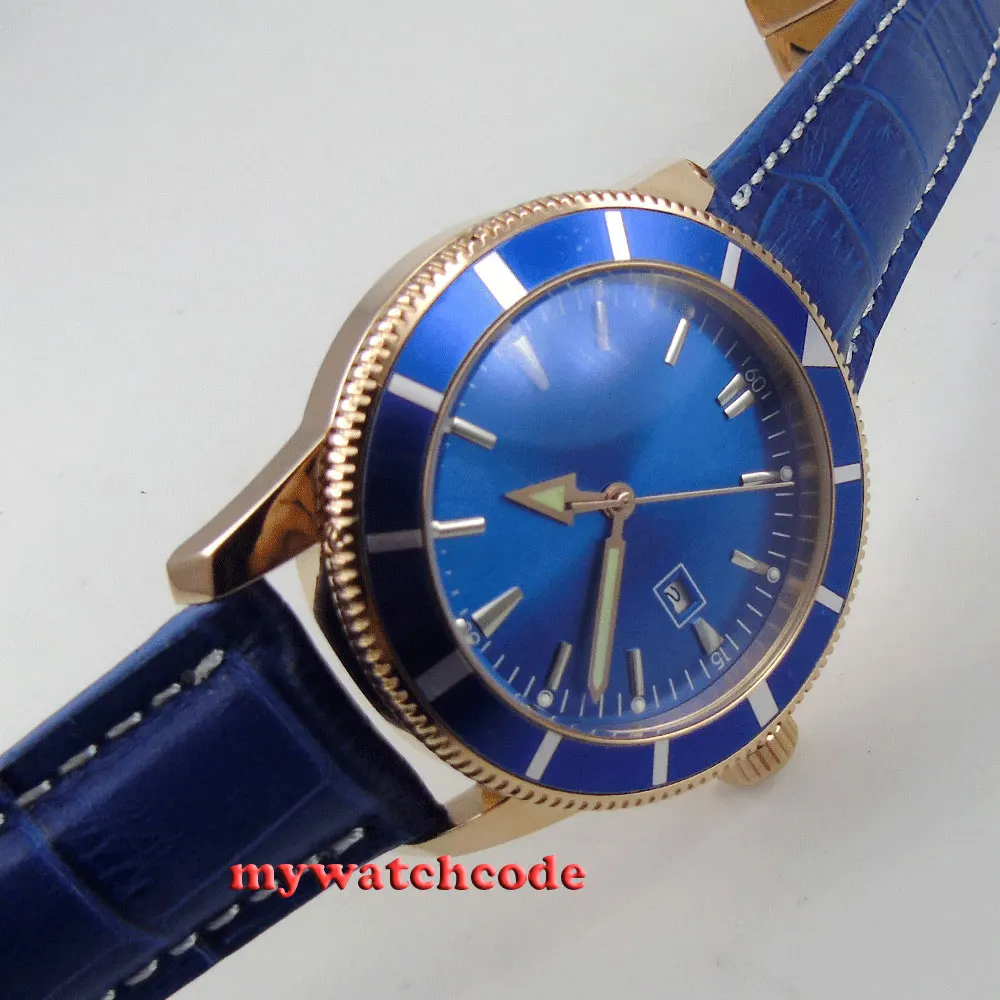 Мужские автоматические часы с синим циферблатом 46 мм|watch ipod|watch strap spring barwatch platinum |