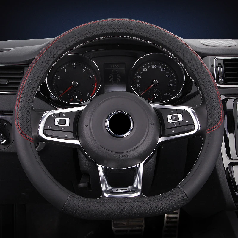 D форма Чехол рулевого колеса автомобиля из микрофибры тисненое зерно для VW GOLF 7 POLO JETTA для Kia Sportage Optima K5