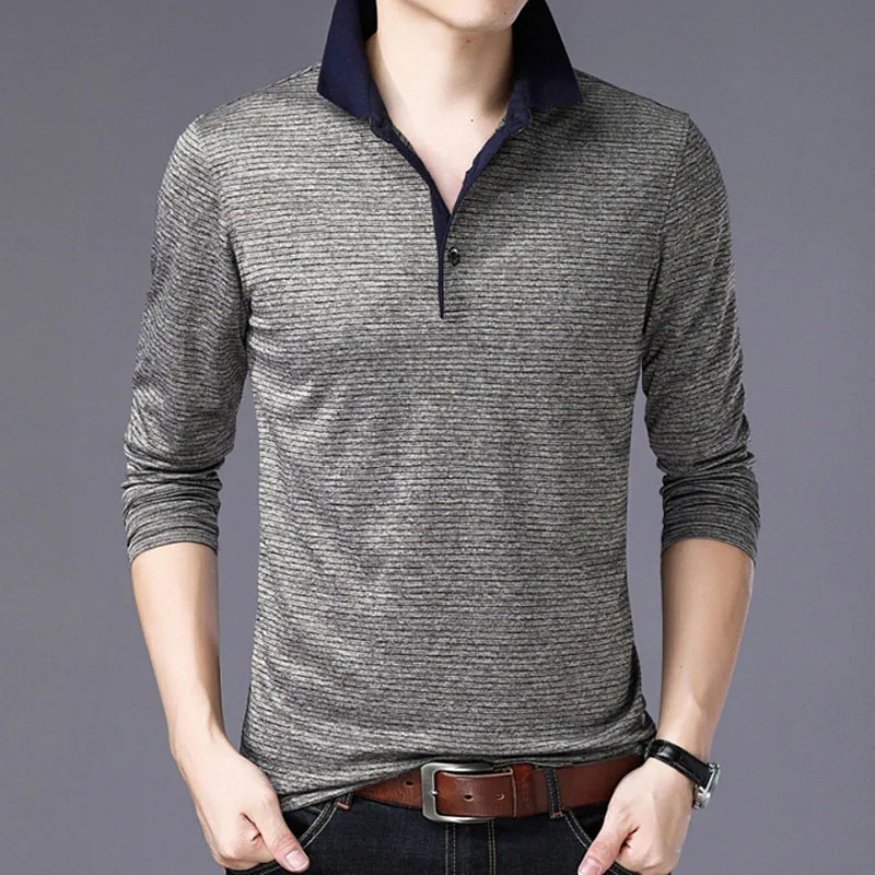 Liseaven футболки мужские Новое поступление Slim Fit рубашка с длинным рукавом футболки мужские повседневные футболки фирменная одежда для мужчин - Цвет: CAMEL