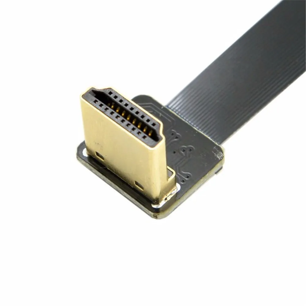 FPV HDMI совместимый тип A папа вниз Угловой 90 градусов HDTV FPC плоский кабель для
