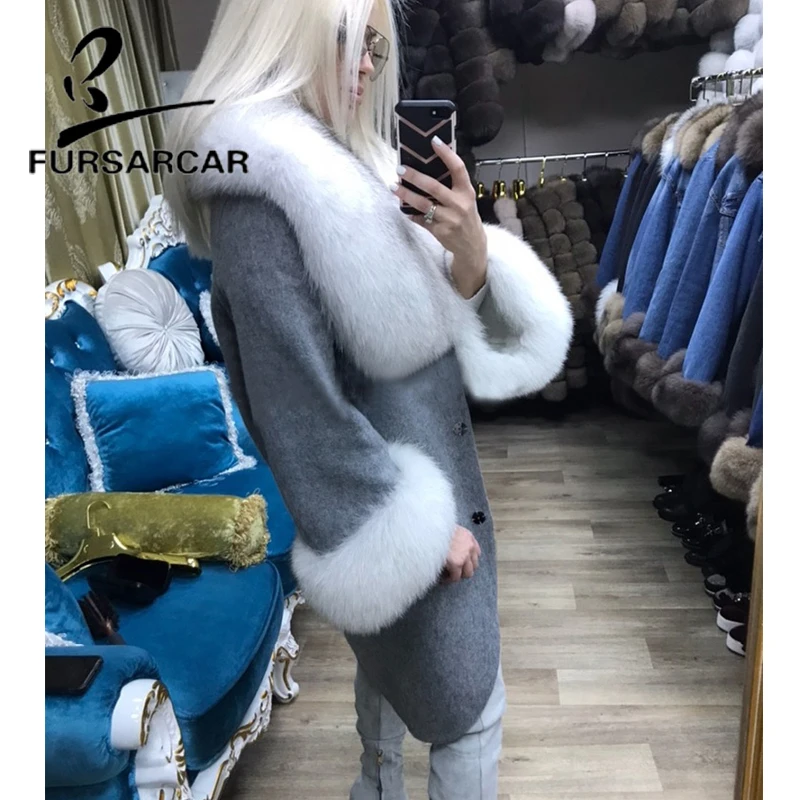 Женская Шуба из натурального меха FURSARCAR новая стильная с толстым теплым меховым