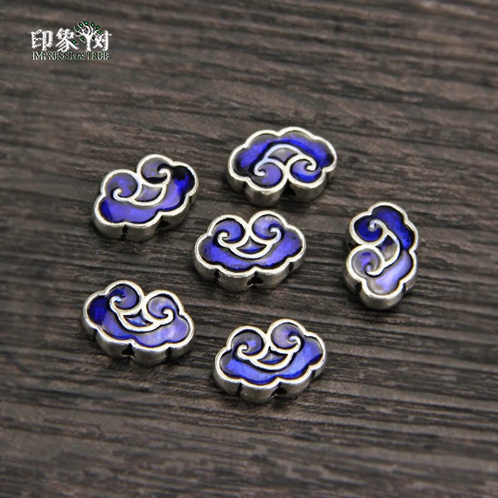 

5/10Pcs/lot 12.5*8mm Blue Cloud-Shaped Oil Drop Enamel Zinc Alloy Metal Beads For DIY Jewelry Making Bracelets Wholesale 1089