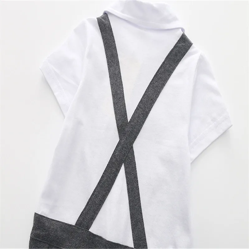 Newborn baby Cotton rompers Turn-down Collar Short sleeve gentleman Style boy clothes infant babies jumpsuits overalls0-18M |
