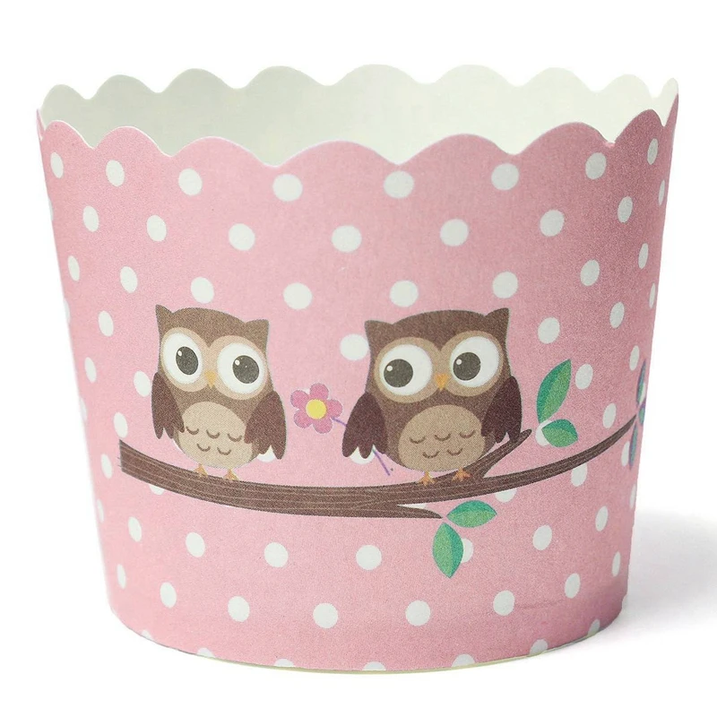 Бумажные футляры для кексов жесткая бумажная чашка 6x4 5x5 см 50 шт. с рисунком Совы и