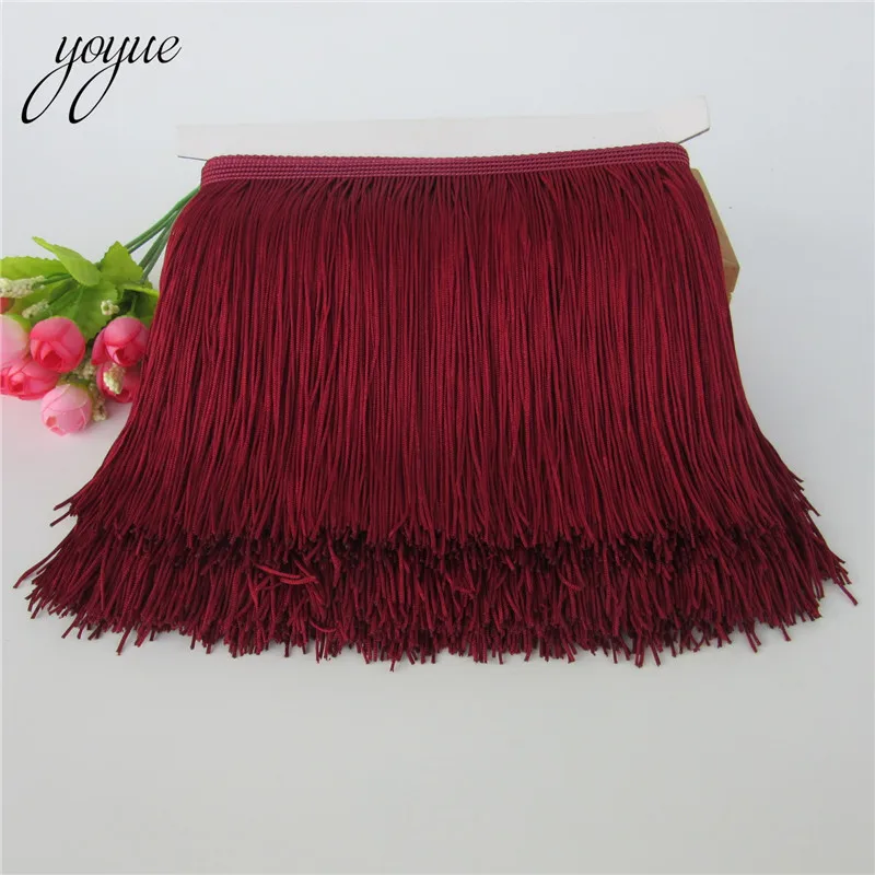 wine red YOYUE 10 ярдов 15 см с длинной бахромой отделка кружевной лентой кисточки для штор платья шитье бахрома отделка Diy аксессуары - Цвет: wine red