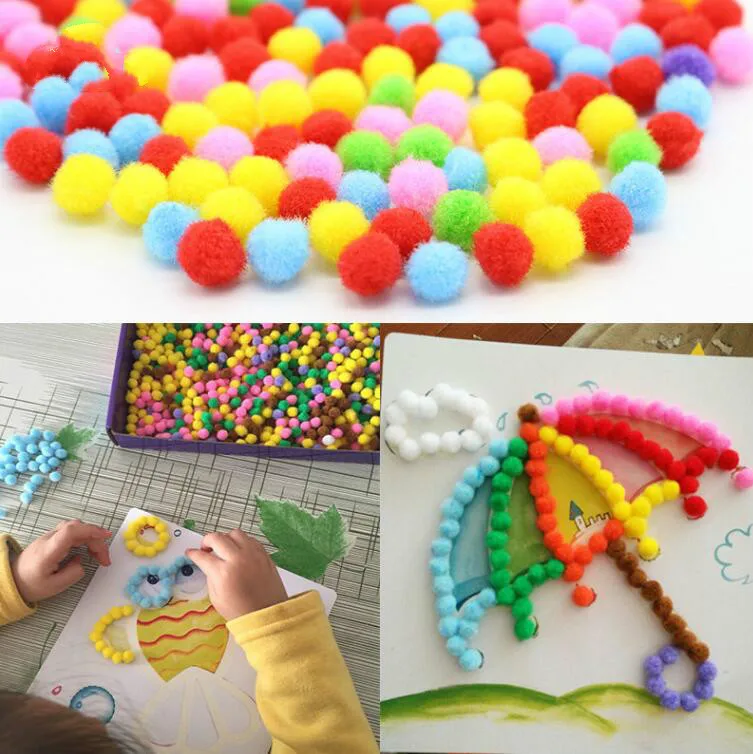 1 шт. Детские креативные DIY наклейки с плюшевыми шариками детские развивающие игрушки ручной работы из материала Мультяшные Пазлы игрушки GYH