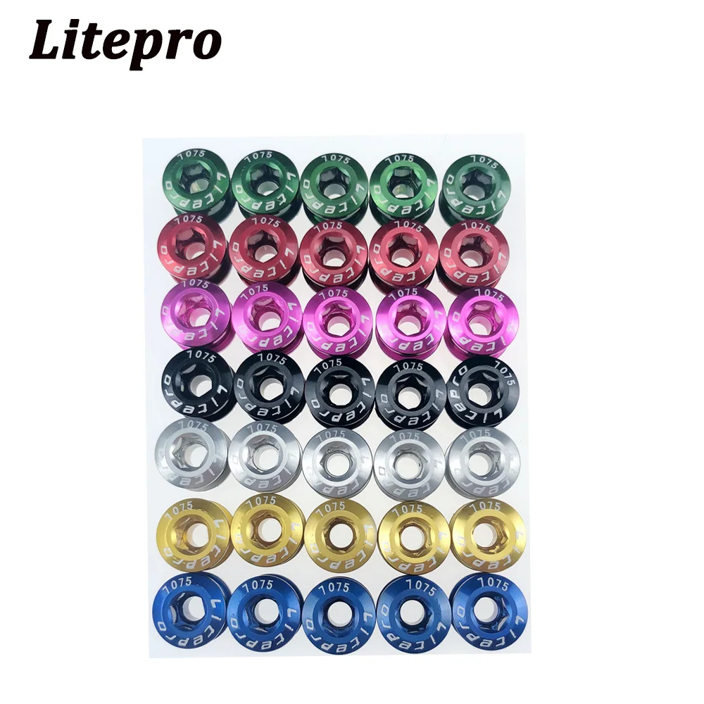 Litepro, 5 шт., болты для одной цепи, MTB, для шоссейного велосипеда, винт для бензопилы, AL7075, алюминиевый сплав, кольцо цепи велосипеда, черный, красный, шатун