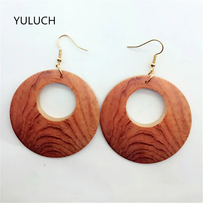 Модные новейшие африканские полые деревянные серьги хорошего качества