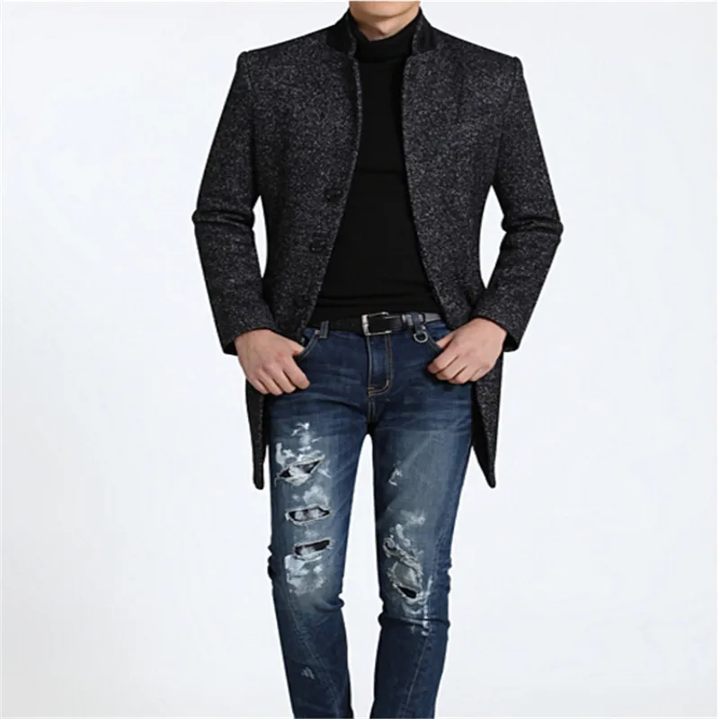 Мужское длинное шерстяное пальто повседневное деловое большого размера 8XL/9XL