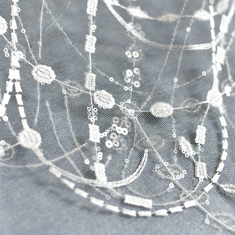 

European and American wave Tassel sequins embroidery lace fabric for clothing wedding dress dress