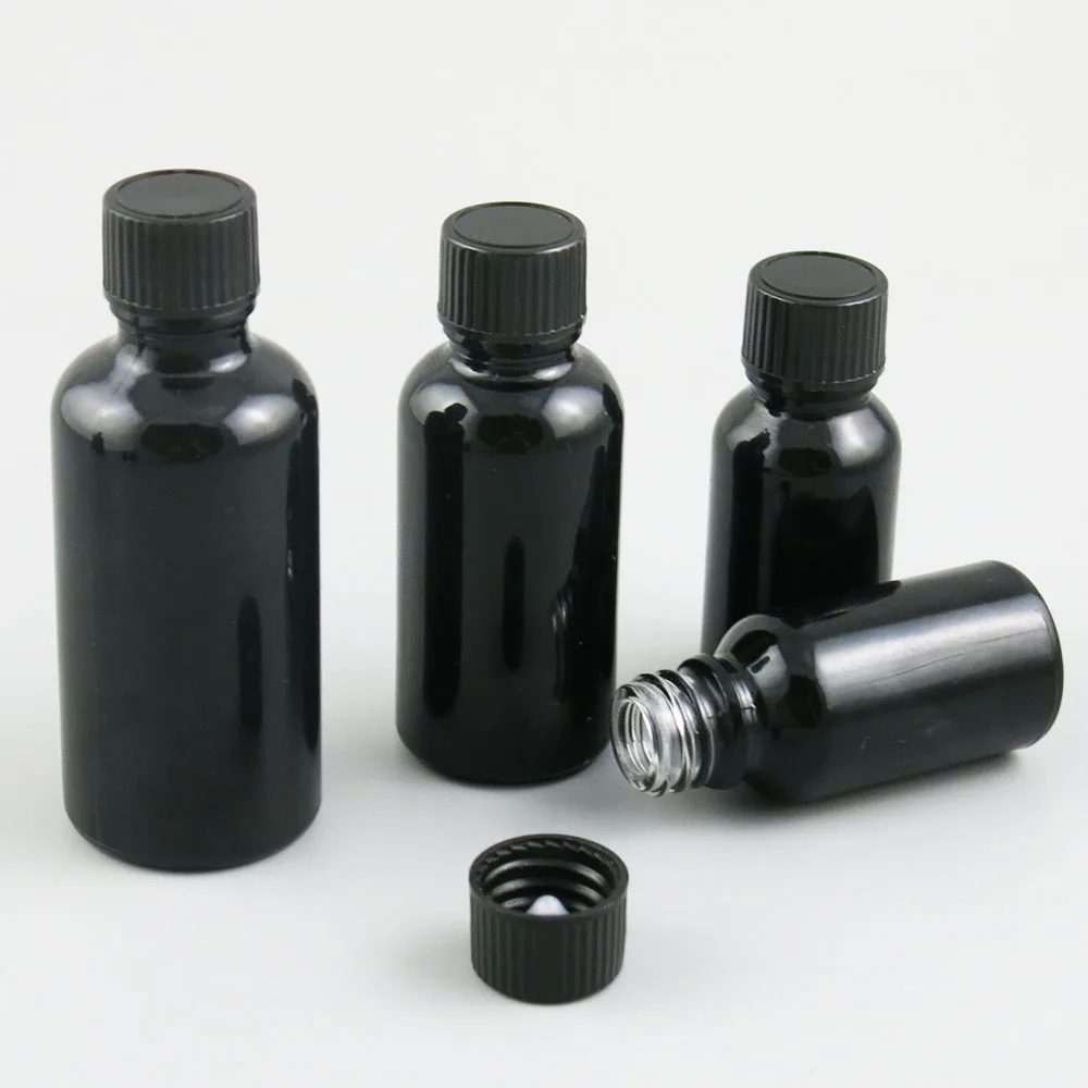 10 x 5ml 10ml 15ml 20ml 30ml 50ml 100ml Essential Oil Black Glass Bottle Plastic Cap For Liquid Reagent Pipette | Красота и здоровье
