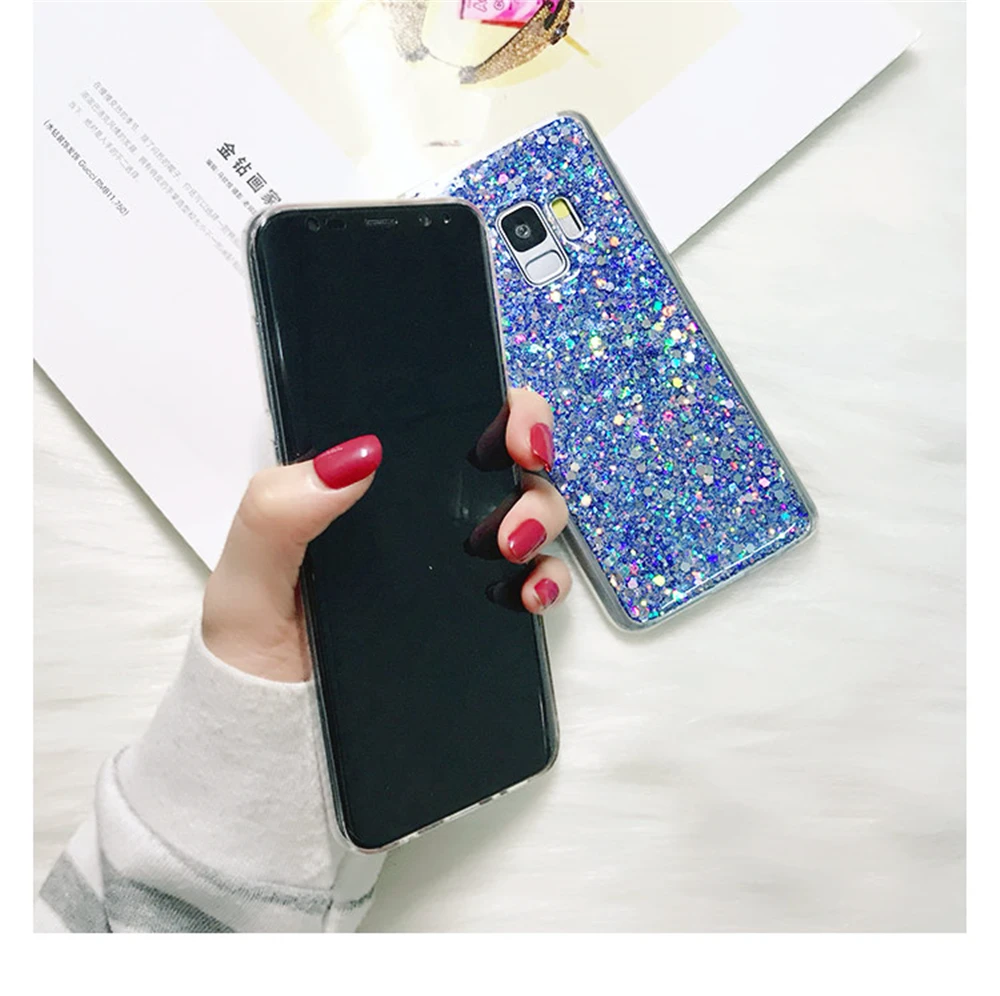 Чехол сверкающий с блестками для huawei Honor 8 9 10 V10 8X mate 20 Pro Nova 3 3i 4 Lite P30 P Smart Plus