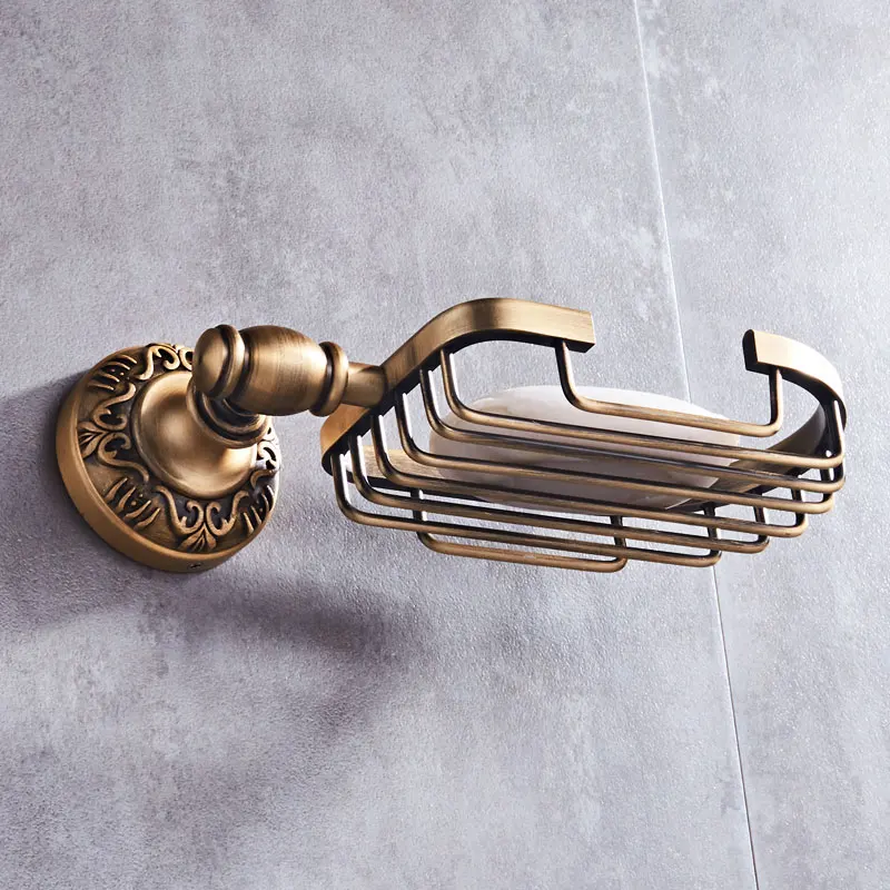 Wall Mounted Bath Shower Soap Dish Holder Bathroom Accessories Basket Antique Brass Oil Rubbed Bronze Shelf Punch Free | Обустройство