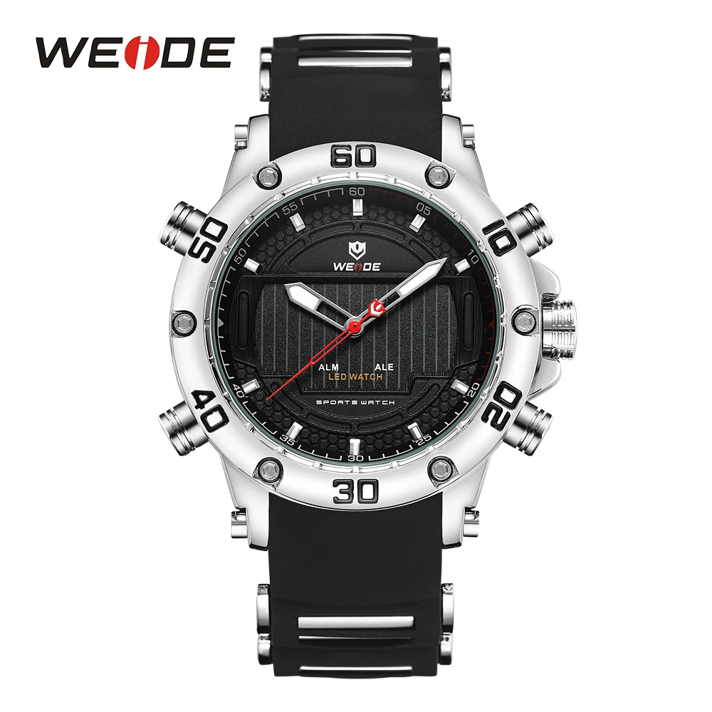 WEIDE мужская спортивная мода бизнес Авто Дата силиконовый ремешок часы военные led