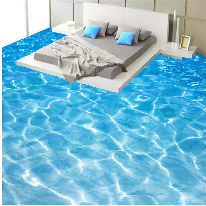 

beibehang custom flooring painting bathroom 3D seawater ripple wear anti-skid thicker self-adhesive PVC wallpaper background