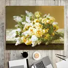 Домашний декор, печать на холсте, Настенная картина, картина Горизонтальная Прямоугольная, европейская классика и элегантные цветы, белый, желтый