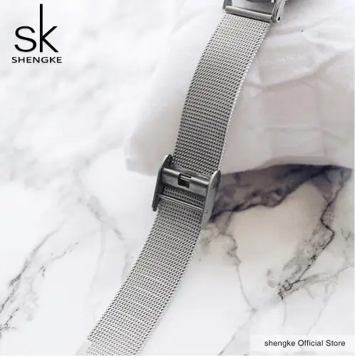 Часы Shengke женские кварцевые серебристые из нержавеющей стали 2019|Женские