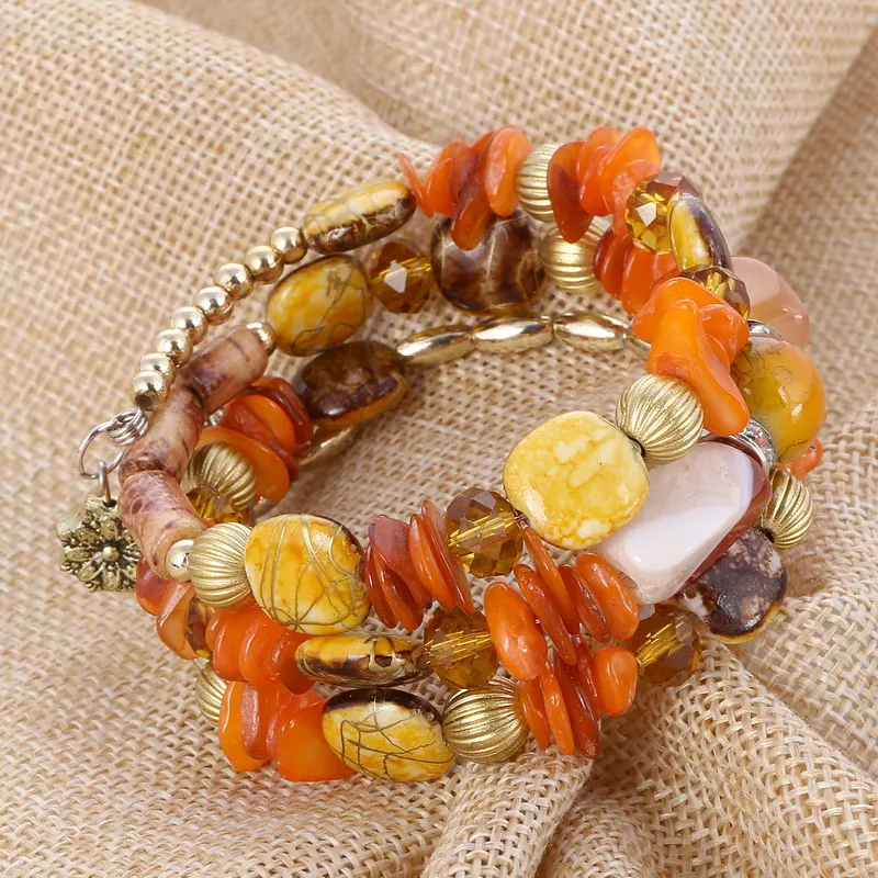 Женский многослойный браслет с бусинами из натурального камня|bracelets for|charm braceletcharm