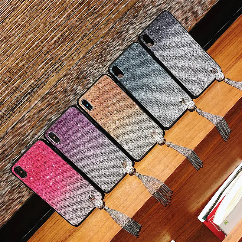 Кристальный алмазный кулон градиентный чехол с блестками для iPhone X Xs Max XR 6 6S 7 8 Plus 5