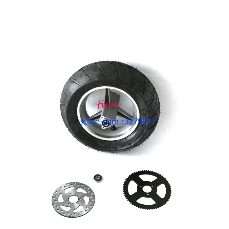 

110/50-6.5 tubeless tire Rear Wheels with Brake Disc rear sprocket for 47cc/49cc 2 stoke Mini pocket bike 90/65-6.5 wheel & dis