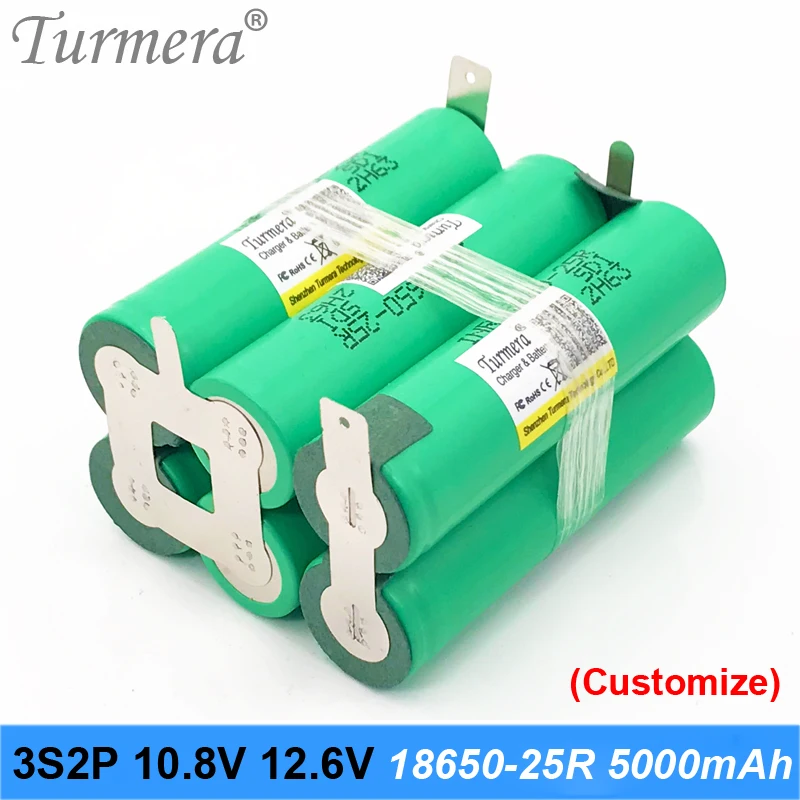 3s2p аккумулятор 18650 5000 mah 25r 10,8 v 12,6 v 20a батарея для пайки батареи для отвертки инструменты батарея на заказ