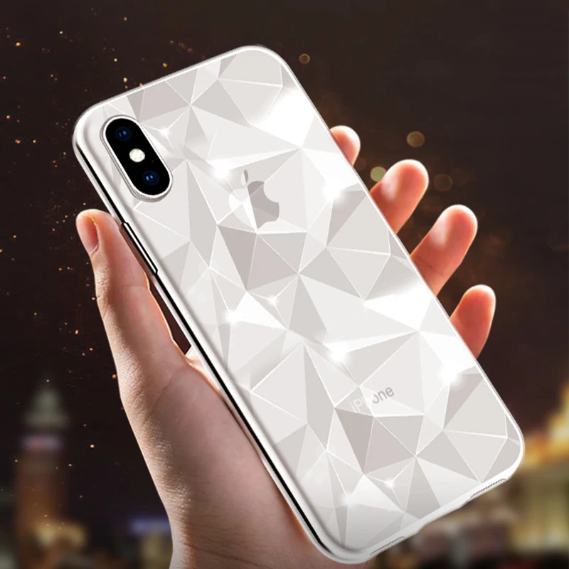 Роскошные 3D глянцевый чехол для iPhone X 10 7 ультра тонкие Блестящие супер мягкий