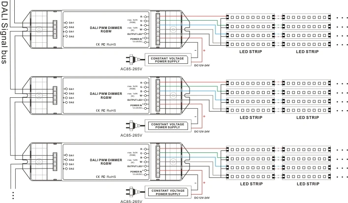 BC-344 постоянной Напряжение 4 канала RGBW дали затемняя драйвер dc12-24v RGB: 3A/CH * 3 Вт: 9A/CH 1