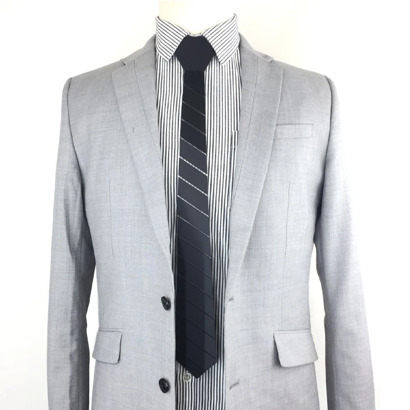 Черный в полоску и клетку Акриловые галстук Slim Fit Мужчины облегающие модные