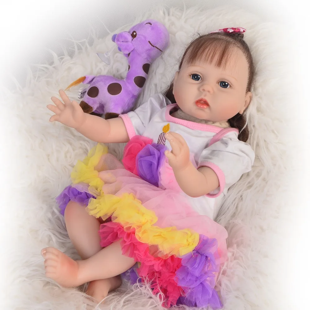 

22inch 55cm soft Silicone Reborn Baby Doll Toy For Girl Vinyl Newborn Princess Babies Alive Bebe Boneca Toy Birthday Gift toys