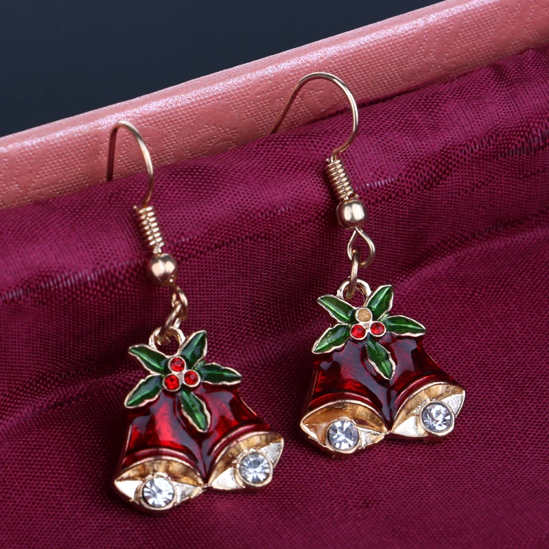 Модные хрустальные рождественские серьги Санта снежинка Милая луна дерево