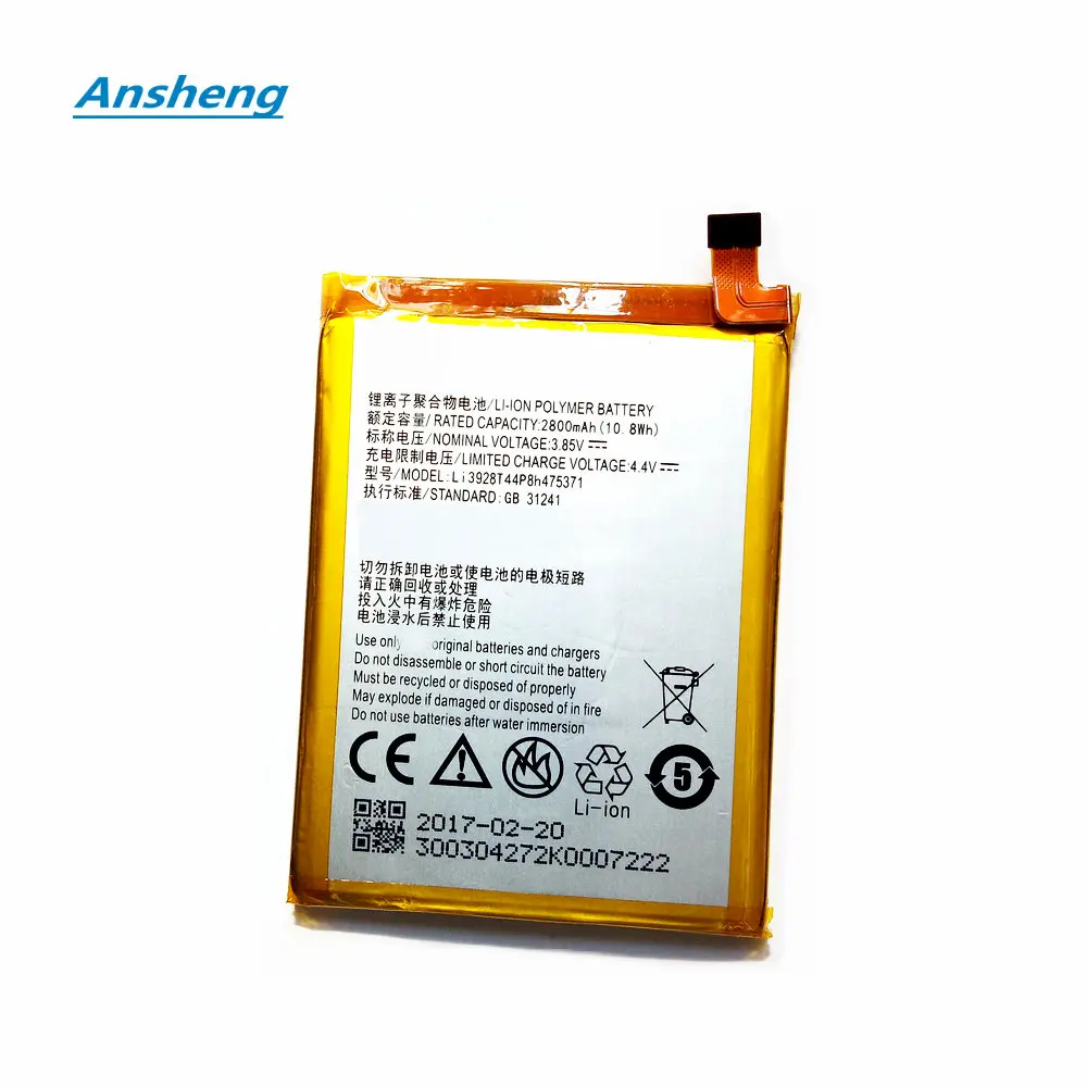 Высококачественный аккумулятор Ansheng 2800 мАч Li3928T44P8h475371 для ZTE Blade A1 AXON Mini B2015 B2016 C880