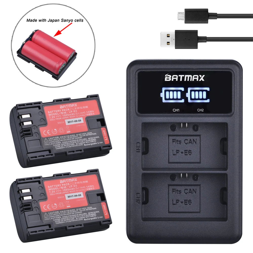 2 шт. двойное зарядное устройство USB для Canon EOS 5D Mark II III 5DS 5DSR 6D 7D 60D 90D|lp-e6 lp e6|lp e6lp-e6n