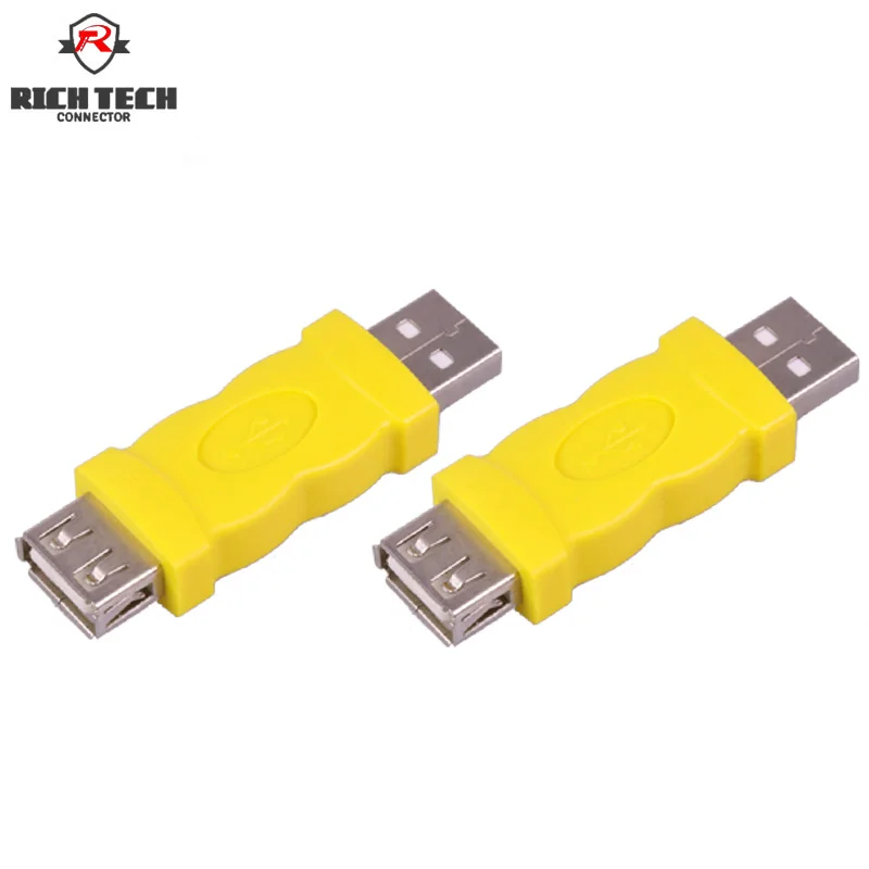 USB коннектор желтого цвета 2 0 A штекер на гнездо адаптер AM AF конвертер|Соединители|