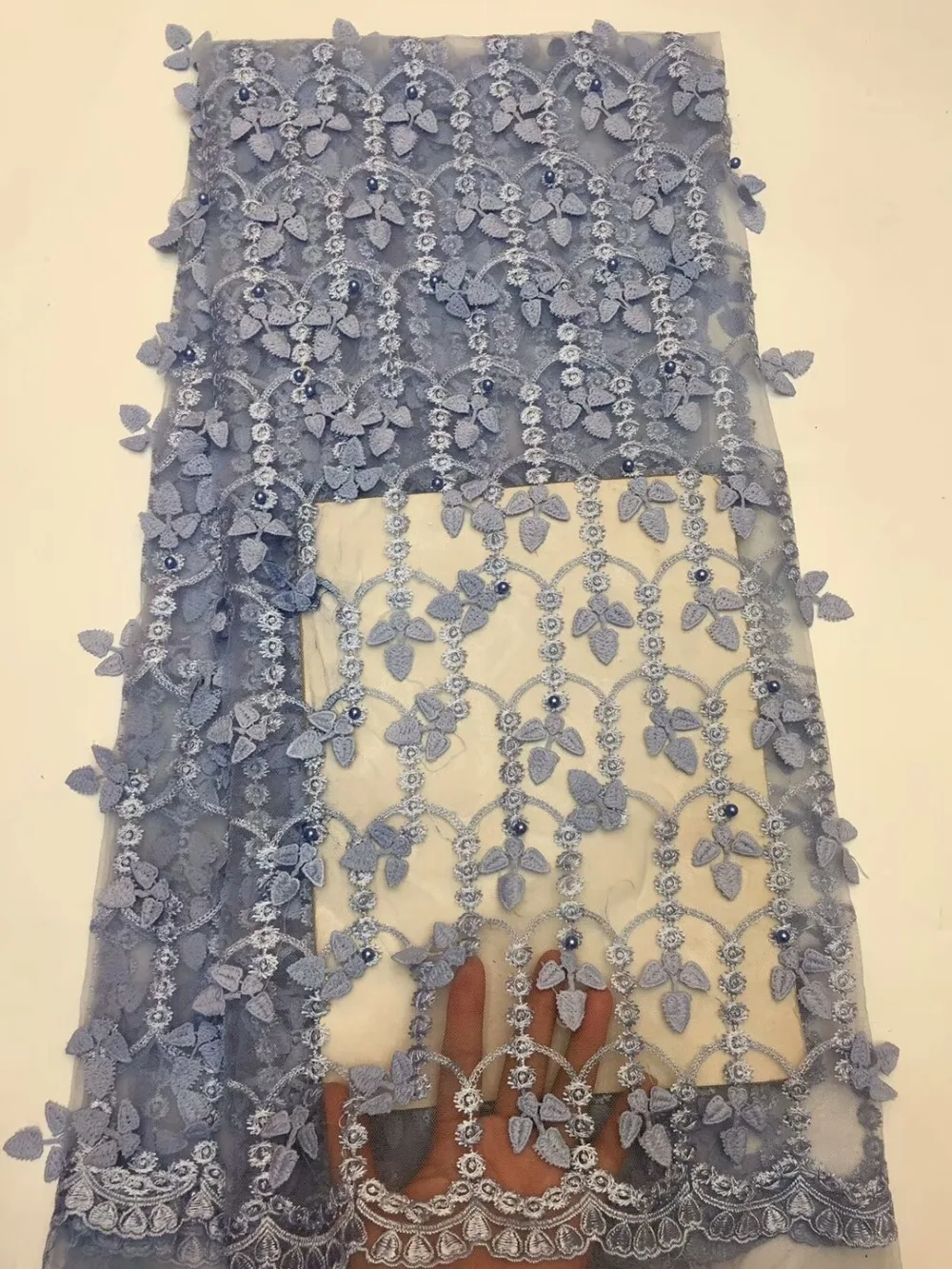 New Arrivals French Lace Fabrics Lilac 2018 African Tulle Fabric High Quality Heavy Polyester Beaded Material ffz115 | Дом и сад