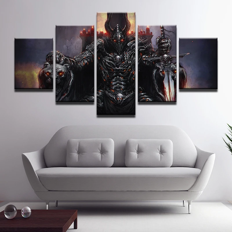 Wall Art Canvas Painting Frame Living Room Home Decor 5 Pieces Dark Souls Pictures Modern Abstract BOSS Throne Game Poster | Дом и сад