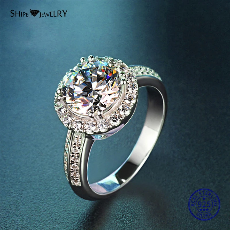 ShiPei 100% 925 пробы серебро 2ct создан Муассанит Сердце и стрелы обручальное кольцо для