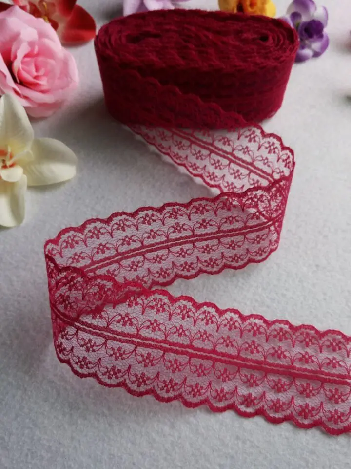 Новинка! 10 ярдов красивой кружевной ленты, шириной 4,5 см, DIY одежды/аксессуаров/цветочные аксессуары и т. Д - Цвет: Jujube red
