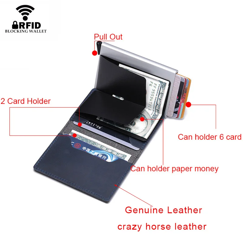 Rfid Crazy Horse мужской кошелек из натуральной кожи мини карта тонкий кошелек мужской маленький волшебный кошелек короткий тонкий Walet cartera hombre