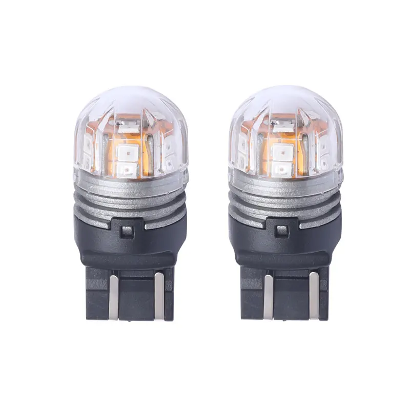 

2 шт./лот T20 7443 Автомобильные грузовики светодиодные передние задние поворотные сигнальные лампы 3000K красные огни DC 10V 36V Светодиодные Автомо...