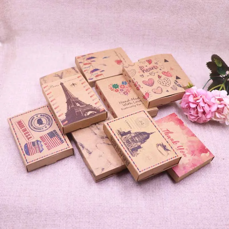 2018 30pcs DIY Vintage Paper Gift Box 10Designs New NoveltyParis/England/USA Designs White /Kraft Box/Case packaging box | Дом и сад