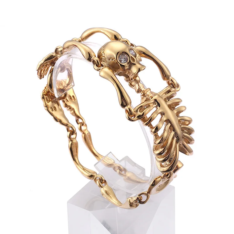 

Domineering Personality Creative Bracelet Titanium Steel Inlay CZ Shantou Men's Bracelet Punk Rock Ornaments