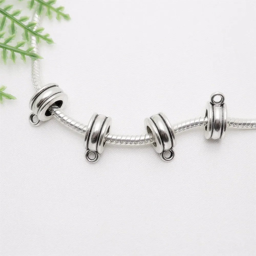 Винтажные серебряные круглые бусины подходят для Pandora Charms DIY европейские