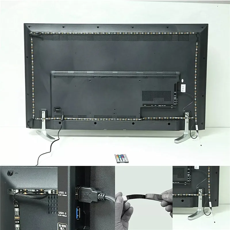DC 5 в USB wifi ТВ светильник компьютерный экран задний Смещенный ленточный светильник 5050 RGB светодиодный ТВ задний светильник ing Alexa Google Home звук умный контроль