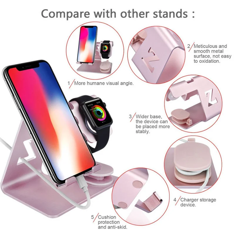 Новинка хит 2 в 1 Алюминиевая Подставка для зарядного устройства iPhone Apple Watch