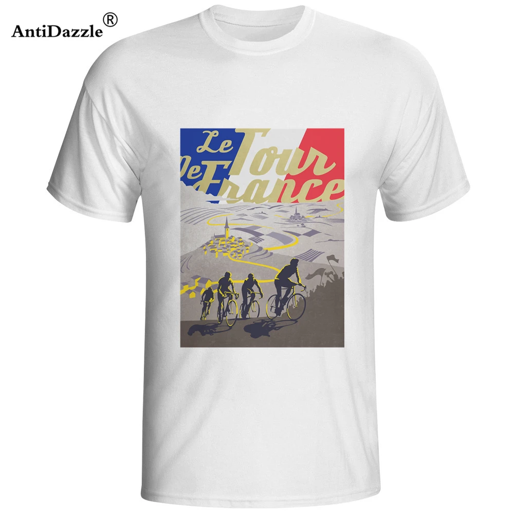 Antidazzle Le tour de france футболка 2017 цикл Для мужчин Топ из хлопка футболки|Мужские