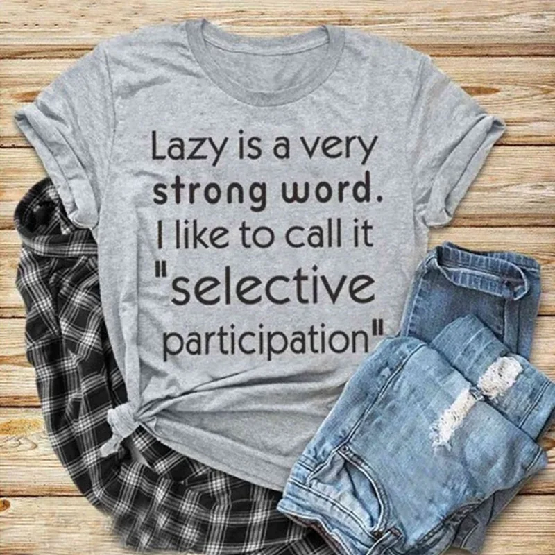 Футболка с надписью LAZY IS A STRONG летняя футболка короткими рукавами в Корейском
